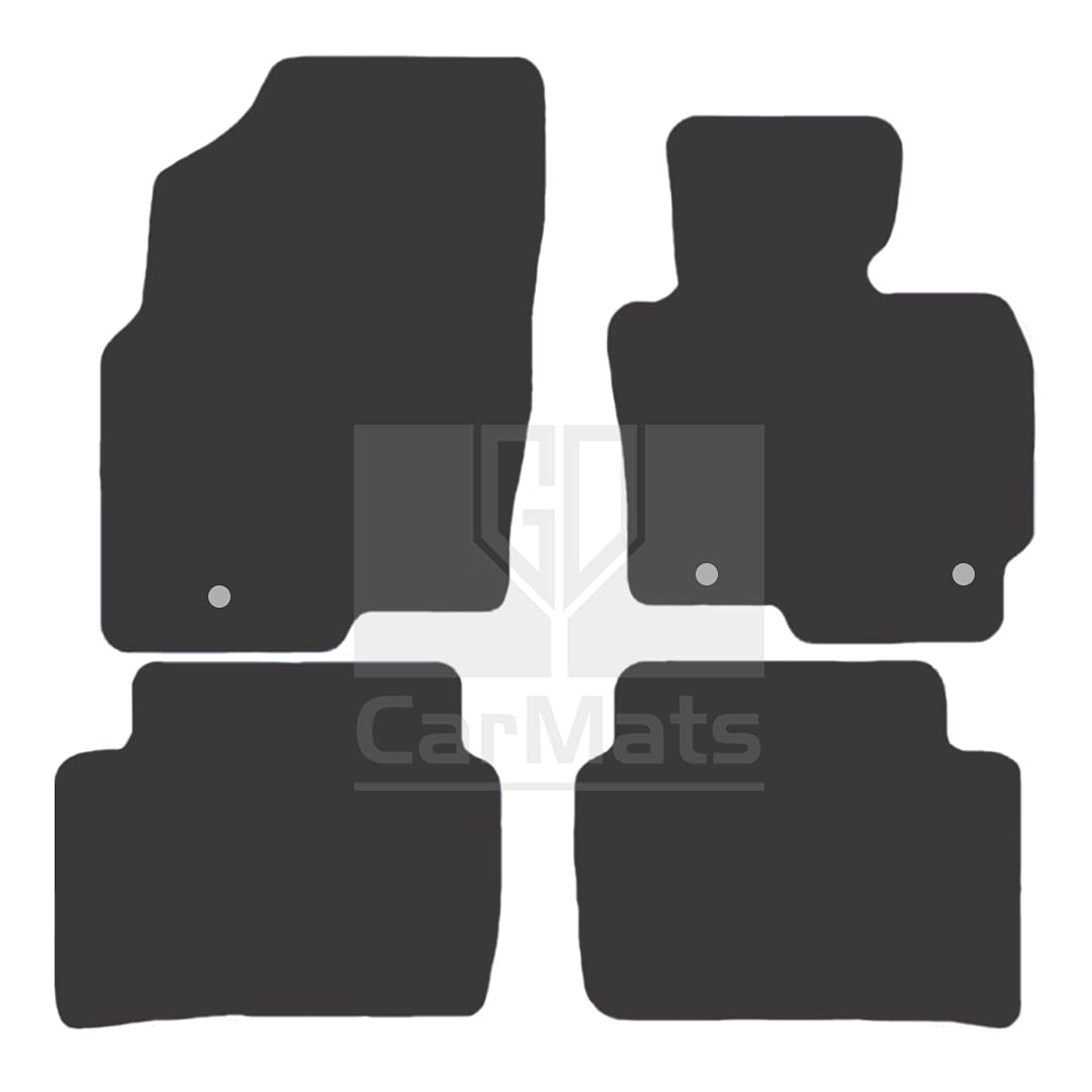 GCM - Car Floor Mats for Mazda CX-5 2012-2017 Full Coverage Floor Protection - Anti Slip & Fit Rubber Car Mats with Clips Easy to Clean Heavy Duty for All-Weather (Blue Edging, Carpet)