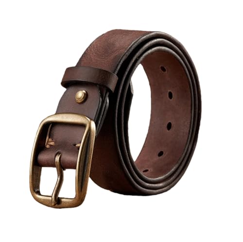 Men Thick Cowhide Copper Pin Buckle Genuine Leather Belt For Jeans Fashion Casual Belt Waistband Retro Luxury Strap