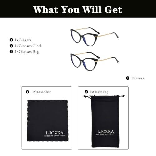 Image of LJCZKA Blue Light Blocking Glasses Women Anti Eye satrain Computer Cat eye Eyeglasses Cateye Clear Frame