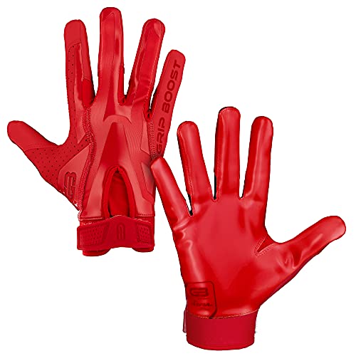 Grip Boost Stealth Solid Youth Football Gloves Pro Elite - Youth Sizes (Red, Youth Small)