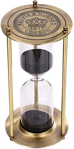 SuLiao Hourglass Sand Timer 60 Minute, Vintage Brass Black Sand Clock Stand, Large Metal Sand Watch 60 Min, Unique Antique 1 Hour Glass Sandglass for Home, Office, Desk Decor
