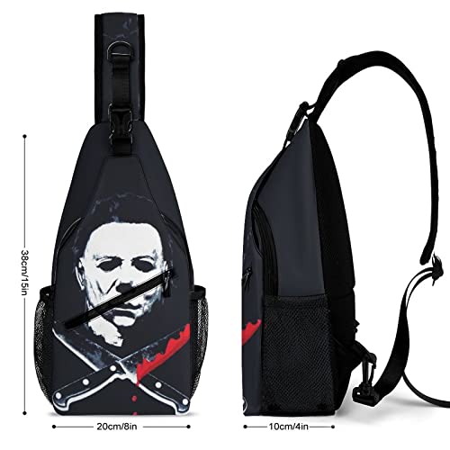 ZHANGXM Crossbody Sling Halloween Michael Myers Backpack Sling Bag Travel Hiking All Printed Chest Bag Daypack2