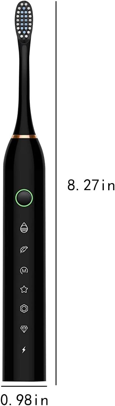 ARTSZY Spazzolino elettrico con 4 testine, 6 modalità di pulizia, timer intelligente, impermeabile IPX7, denti puliti delicati ed efficaci, spazzolino sonico ricaricabile for adulti (Color : White)