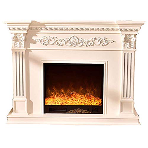 Elektrische Kaminheizung Geschnitzte dekorative Schrankmantel elektrische Kamine LED-Simulation Flammenkaminheizung freistehende Kamine E. Home