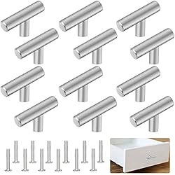 Cajones Armario Modernos PEALOVCOM 12 Piezas Tiradores para Muebles de Cocina con Tornillos Tiradores Modernos para Armarios y Cajones de Acero Inoxidable en Forma de T Manija para Puerta de Armario Asas para Cajones de Baño
