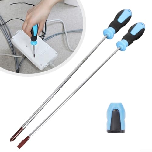 Lot de 3 tournevis extra longs de 400 mm avec tournevis magnétiques fendus et cruciformes pour vis de précision et difficiles à atteindre