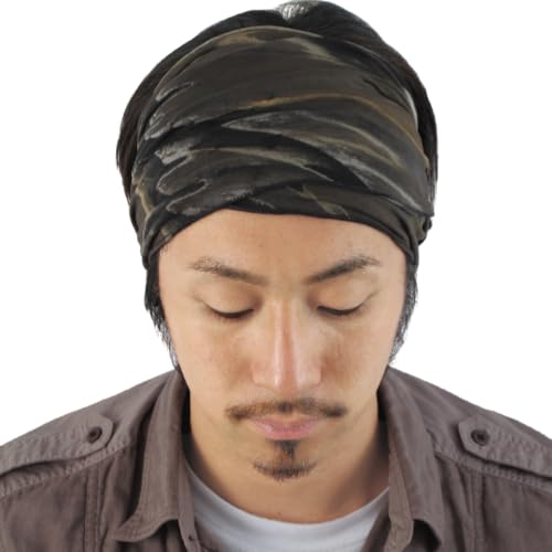 CHARM Mens Tie Dye Bandana Headband - Japanese Head Wrap Womens Hippie Hair Band Marble Black