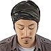 Casualbox Mens Elastic Headband Tie Dye Japanese Boho Bandana Hair Band Hippie Marble Black