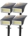 Koicaxy Solar Spot Lights Outdoor 4 Pack, 100 LEDs 4 Lighting Modes Landscape Spotlight Waterproof IP65 for Yard, Garden, Pathway, House, Tree, Warm White