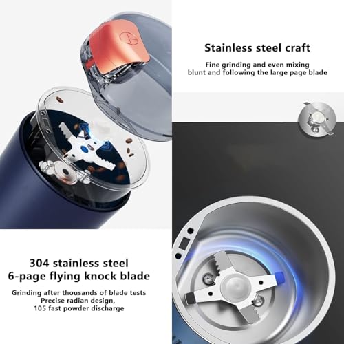 Image of Portable Electric Coffee Grinder Spice & Coffee Bean Grinder Stainless Steel 4 Blade Mixer Grinder for Masala & Herb Push Button Control Durable Grinding Machine for Dry Item (Medium)