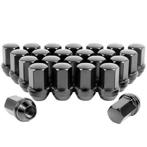 Set of 24, M14x1.5 Wheel Lug Nuts Black 1.77’’ Tall
