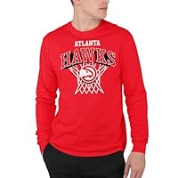 Junk Food NBA - Atlanta Hawks - Nothing But Net - Officially Licensed Adult Long Sleeve Fan Tee for Men and Women Red