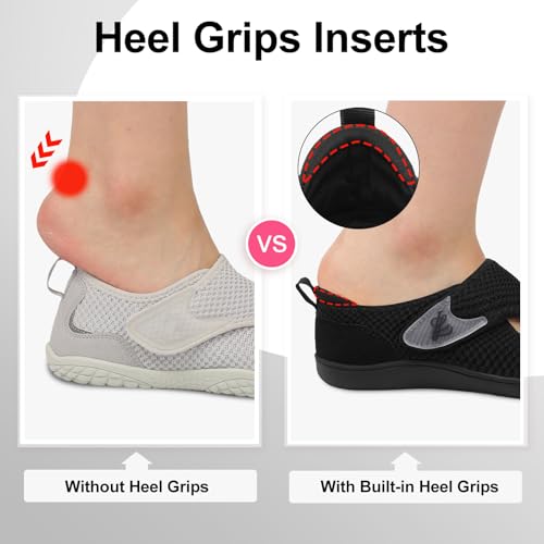 Image of LeIsfIt Wide Toe Box Diabetic Shoes for Women Zero Drop Barefoot Sneakers Breathable Adjustable for Edema Swollen Feet & Seniors