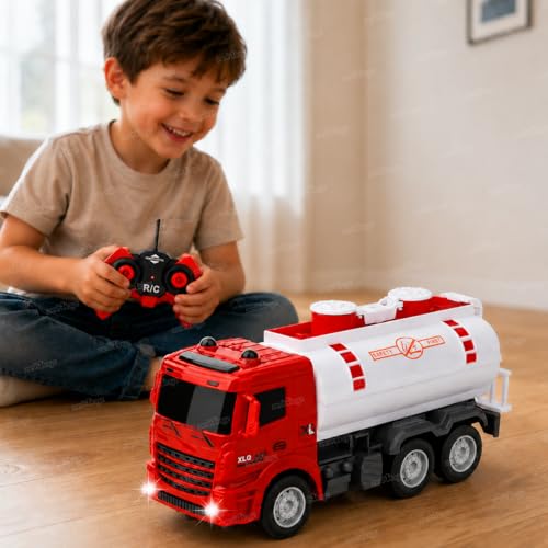 Image of Zest 4 Toyz Remote Control Truck Toy for Kids RC Truck Toy Oil Tanker with Flashing Lights Forward Backward Left Right Movement Battery Operated Vehicle Toy for Boys Girls Birthday Gift