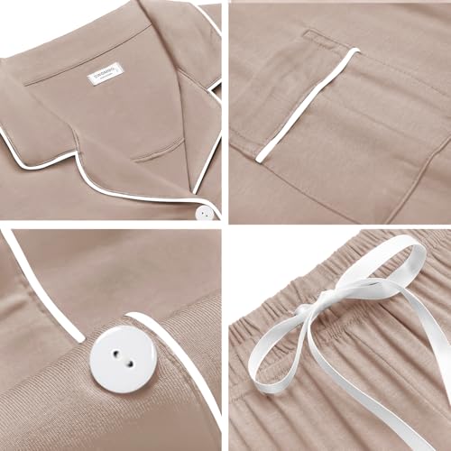 Image of SWOMOG Womens Button Down Pajamas Set Short Sleeve Sleepwear Bride Soft Pj Lounge Sets XS-3XL