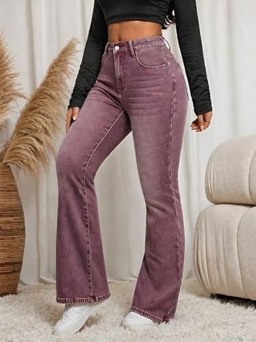 Image of Ben Martin Women's High Waist Jeans || Flared Bell Bottom Bootcut Pants || Wide Leg Stretch Denim - Perfect for Travel, Party & Everyday Use - Sizes 26-40 (2)