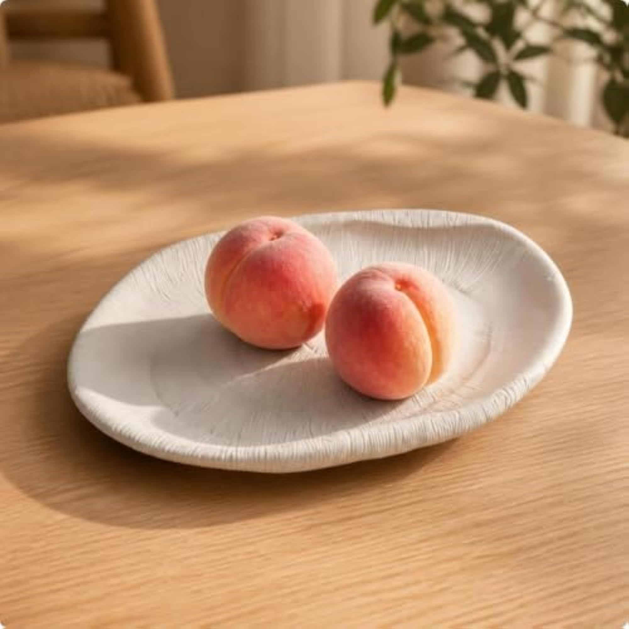 Minimalist Elliptical Platter, Carved Textured Surface