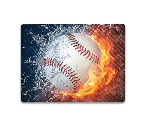 Image of MightySkins Carbon Fiber Skin Compatible with Microsoft Surface Laptop Go 3 (2023) Full Wrap Kit - Baseball Fire | Protective, Durable Textured Carbon Fiber Finish | Made in The USA