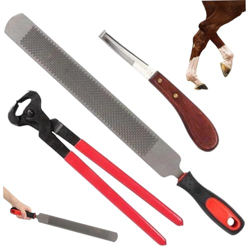 Kit de recortador de pezuña de 3 Piezas/Set de Cabra, Herramientas de herrador de 14 Pulgadas Cuchillo de Acero Profesional de 14 Pulgadas, recortadores de pezuña de Cabra con Mango de plástico, herr