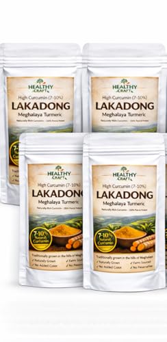 Image of Healthy Craft Lakadong Turmeric Powder (75 * 4=300gm) | 7%+ High Curcumin | Meghalaya GI Certified Haldi | Raw, Natural & Unpolished | Superfood for Golden Milk & Daily UseRich Aroma & Deep Flavor