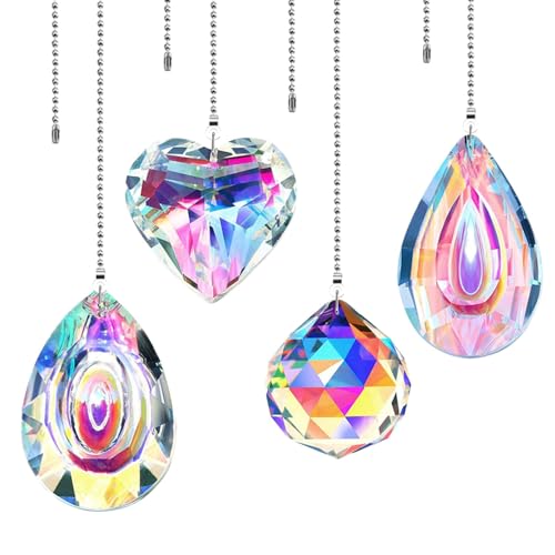 4 cadenas de ventilador de techo, bombilla decorativa y cable de ventilador, cable de cristal para lámpara de dormitorio de colores, cadena decorativa para ventilador, cadena de tracción de luz de