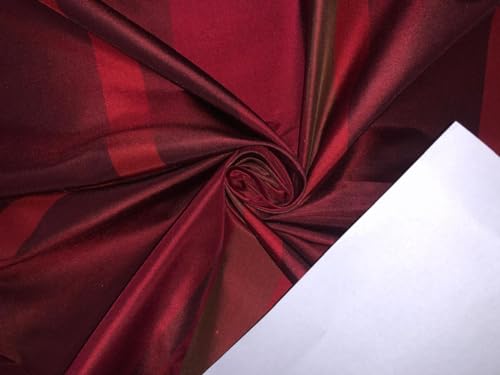 Taffetas de soie rayé vin foncé rouge marron au mètre TAFS139