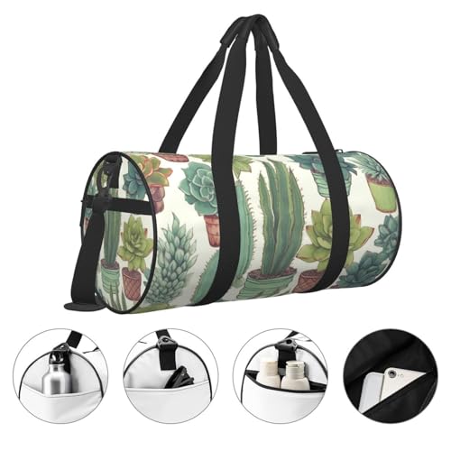 Travel Duffel Bag Sports Gym Bag With Shoes Compartment,Lightweight Overnight Weekender Bag Cactus Succulents Yoga Gym Sports Bag For Men Women4