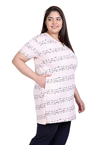 Image of In Love Women's Cotton Plus Size Longline T-Shirt Half Sleeve with Pockets
