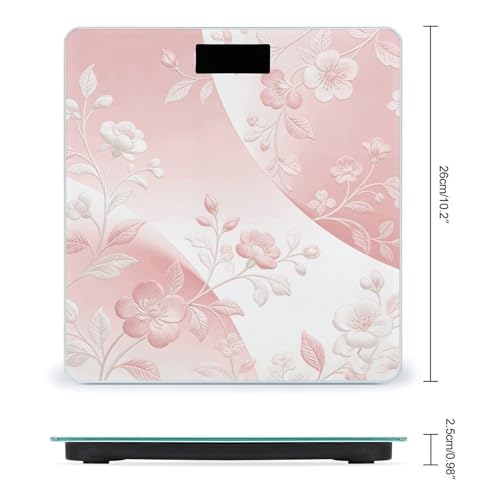 Báscula digital rosa y blanca para cuerpo, con pantalla LCD grande miniatura 2
