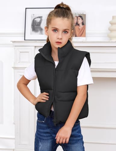 Yimoon Girls Cropped Puffer Vest Lightweight Padded Quilted Vest Stand Collar Warm Sleeveless Puffy Gilet2