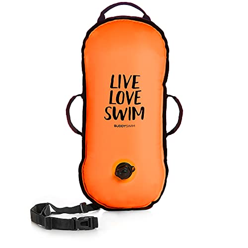 BUDDYSWIM Boa per Nuoto in acque libere 10 L per Traversate e Competizioni. Finitura in Nylon, Ultra Leggera e Resistente, con Manici e Cintura Regolabile.