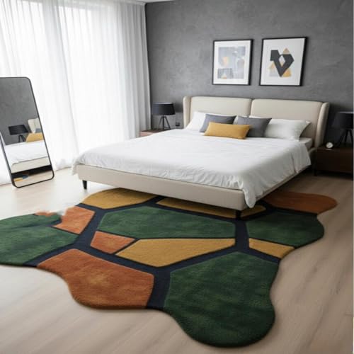 Image of Hand Made Tufted Carpet Premium Wool Abstract Irregular Design Non Slip Area Rug for Living Room Weight- |60 Pound|Size-9x12 Feet (108x144 Inch)