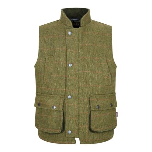 Walker and Hawkes Children's Derby Tweed Greyson Shooting Gilet Dark Sage 34