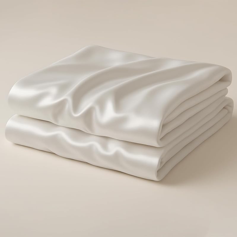 Image of Day Care-Luxury Satin Flat Single Bed (60x90 Inchs) Bedsheet|Ultra Soft Silky Smooth Touch|Breathable, Lightweight & Skin Friendly|Wrinkle Resistant|White