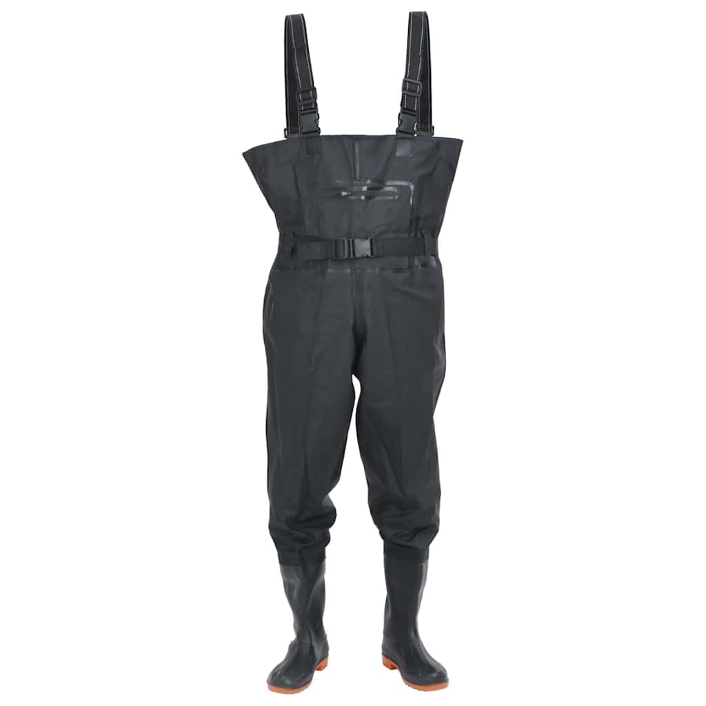 Salopette con stivali e cintura, verde scuro, in poliestere rivestito in PVC, taglia con bretelle regolabili, per pesca, caccia, attività all'aperto e lavori in laghetto