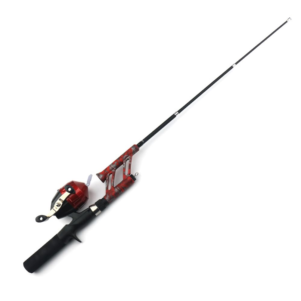 doorslay Carbon Fishing Rod and Reel Combo with Ball Handle Knob, Lightweight and Compact, 76cm Length, Suitable for Bass, Trout, Walleye, Salmon, Catfish (Red)