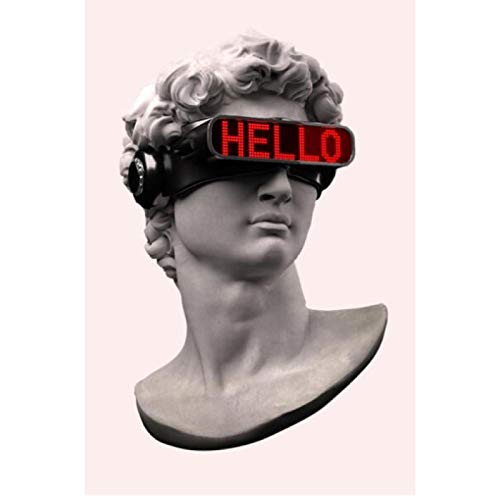 David Skulptur mit VR-Brille Wandkunst Leinwand Poster und Drucke Zusammenfassung Davis Leinwand Malerei Dekorative Gemälde-60x90CM kein Rahmen