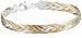 Sterling Silver Italian Tri-Color Seven-Strand Braided Herringbone Chain Bracelet, 7.5"
