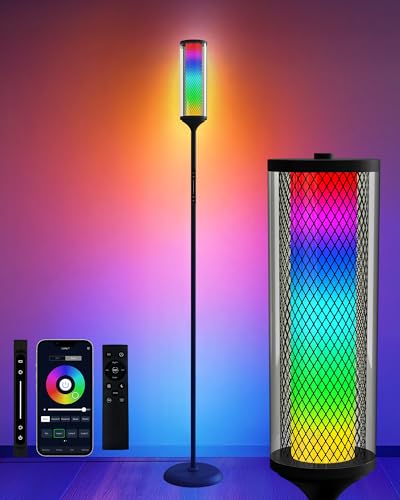 JOOFO Glass Shade RGBICW Corner Floor Lamp, 16 Million Colors Smart LED Ambient Mood...