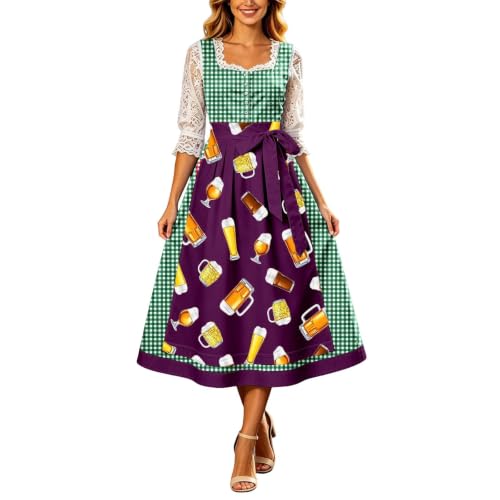 Vestido tirolés con delantal para mujer ajustable estilo clásico