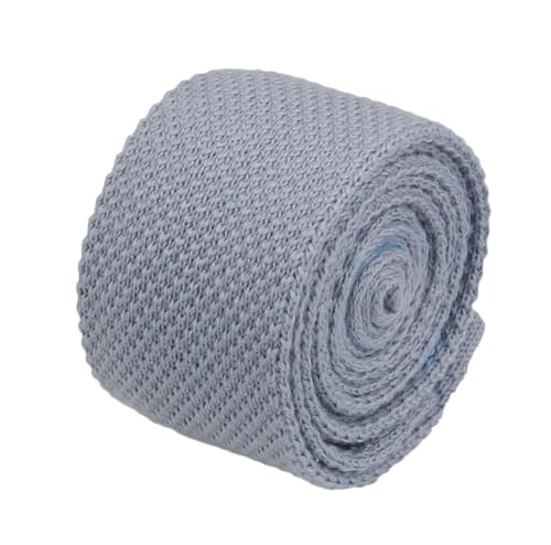 Entwineno Mens Knit Wool Tie - Slim Knitted Necktie - Rustic Style (Dusty Blue)