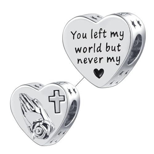 NARTGO Praying Hands Cross Memorial Charm for Women Compatible with Pandora Bracelets