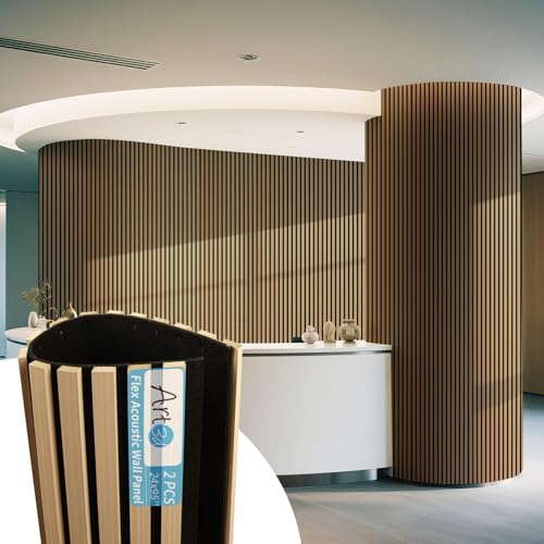 Image of Art3d Roll-Flat Design Acoustic Wood Slat Wall Panels, 2-Pack, Boxwood