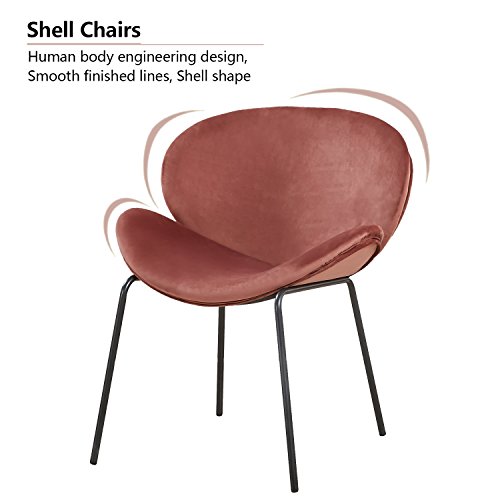 GreenForest Velvet Accent Chairs Modern Large Fabric Shell Chairs for Living Room Leisure Chairs for Bedroom Set of 2, Rose