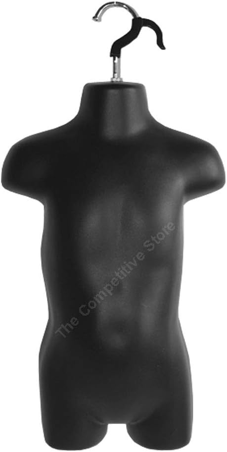 10-Pack Toddler Mannequin Torso Dress Form - Hollow Back Style for 18mo-4T Boys or Girls Clothing Size - Great for Baby Clothes Sellers or Display at Trade Shows Art or Photography - Black