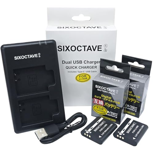 Amazon | SIXOCTAVE LI-90B LI-92B 互換バッテリー2個と充電器