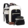 LOVEVOOK Mochila de viaje grande, mochila de mano para aviones, Negro – Beige – Marrón, Moda