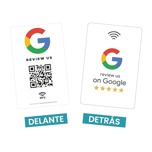 MESSAGENES | Tarjeta PVC NFC Código QR para Reseñas Google | 1 Unidad 8,6 x 5,5cm | Placa de Negocio