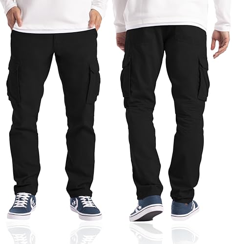 Westace Mens Cargo Trousers Work Wear Combat Safety Cargo 6 Pocket Full Pants Size 32-44 (34W / 32L, Black) - 3