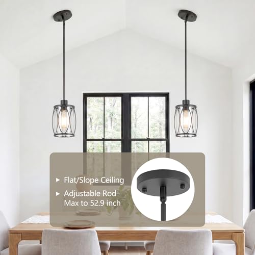Image of Glass Pendant Lights Kitchen Island Black, 1 Pack